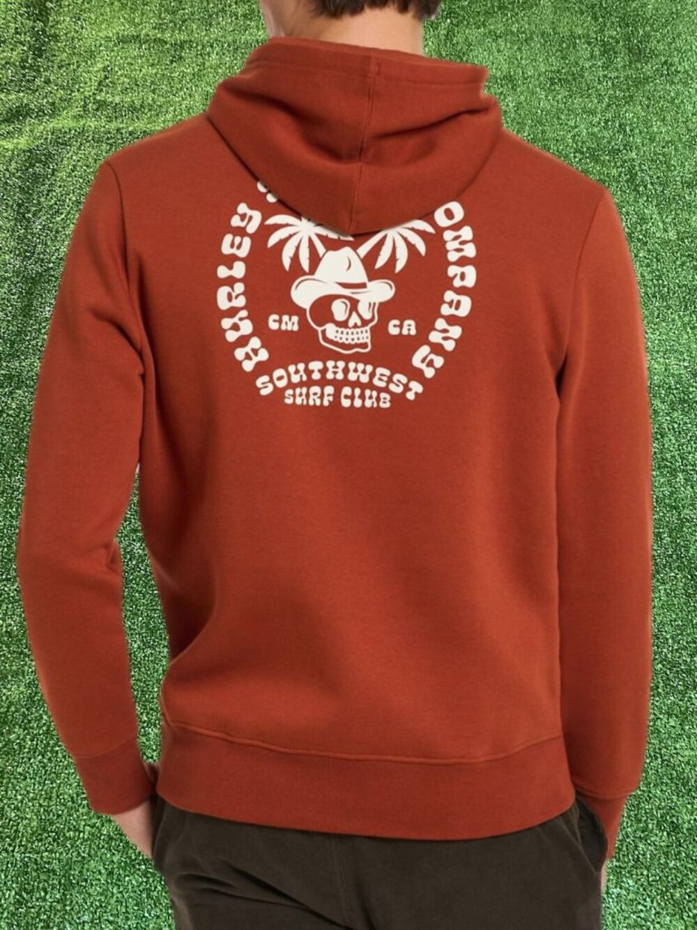 Hurley Southwest Surf Club Graphic Hoodie Mens L Brick Red Pullover Sweatshirt
